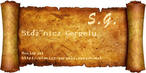 Stánicz Gergely névjegykártya